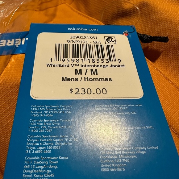 Columbia Men's Whirlibird V Interchange Bold Orange and Black Ski Jacket - Picture 10 of 10